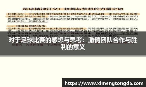 对于足球比赛的感想与思考：激情团队合作与胜利的意义